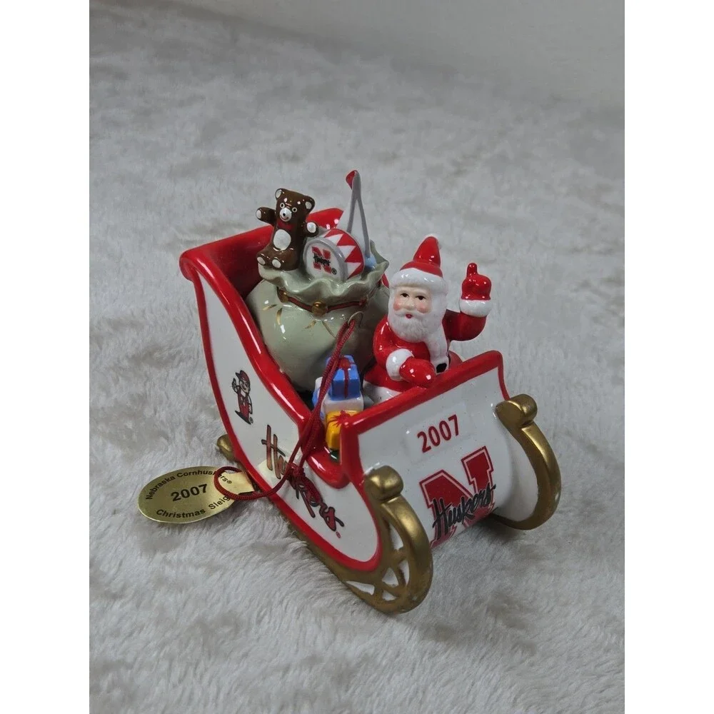 5 Danbury Mint Christmas Ornaments Nebraska Cornhuskers 2005 2007 2008 2010 2011